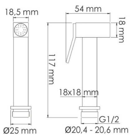 Гигиенический душ Wasserkraft 8400, А84095, C ВНУТРЕННЕЙ ЧАСТЬЮ, оружейная сталь
