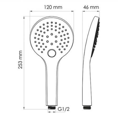 Душевая лейка Wasserkraft Elbe A078 3-функциональная, черный Soft-touch