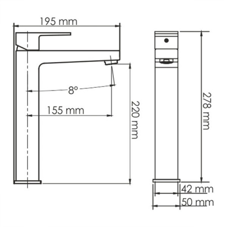 Смеситель для раковины Wasserkraft Abens 2003H, черный