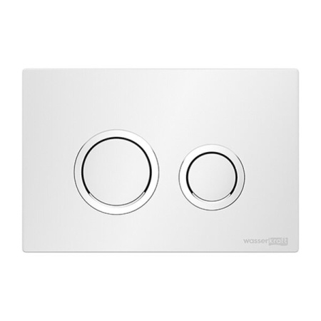 Инсталляция для унитаза Wasserkraft Abens 20TLT.010.ME.WH.WH01, декоративная стеклянная панель белая, механическая кнопка смыва белая, ободки хром