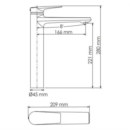 Смеситель для раковины Wasserkraft 6603H, черный глянец