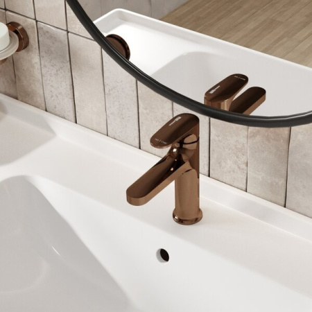Смеситель для раковины Wasserkraft Asphe, золото розовое, 7703