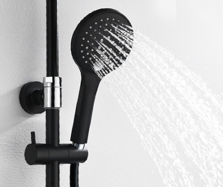 Душевая стойка Wasserkraft A17401, покрытие Soft-touch, черный, хром