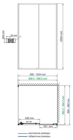 Душевой уголок Wasserkraft 44S22, прямоугольный, 100 х 90 см