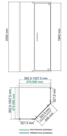 Душевой уголок Wasserkraft Leine 35P38, пятиугольный, 100 см