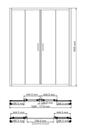 Душевая дверь в нишу Wasserkraft Lippe 45S09 cтекло прозрачное, 170 x 190 см