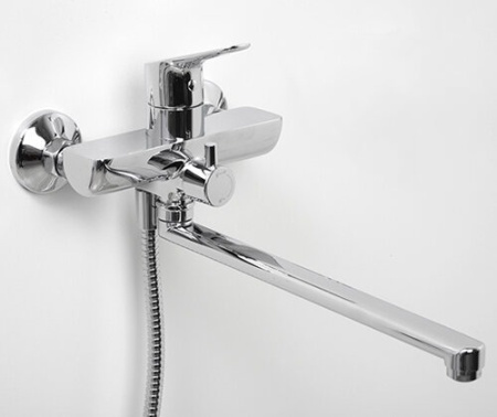 Смеситель Wasserkraft Lippe 4502L для ванны и душа, с длинным изливом, с душевым гарнитуром, хром