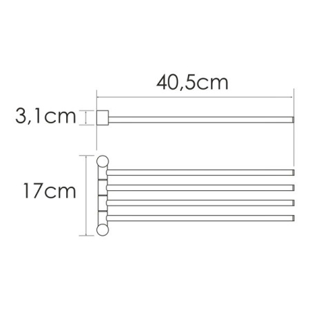 Полотенцедержатель Wasserkraft Серия К, 4 держателя, 40 см, никель, K-1034N