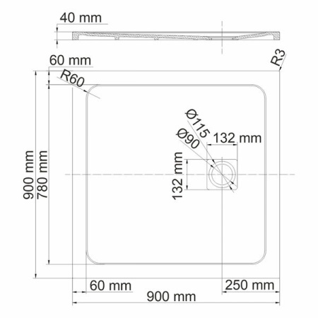 Душевой поддон Wasserkraft Neime 19T 19T03, 90 х 90 см, черный, текстура - мрамор