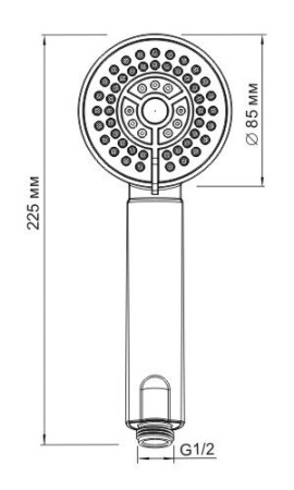 Душевая лейка Wasserkraft A035, 3 режима, хром, 8.5 см