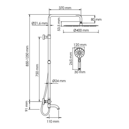 Душевая стойка Wasserkraft, цвет - хром, A188.117.127.087.CH Thermo