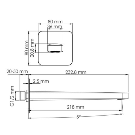 Излив для ванны Wasserkraft Spree, настенный, никель, A274