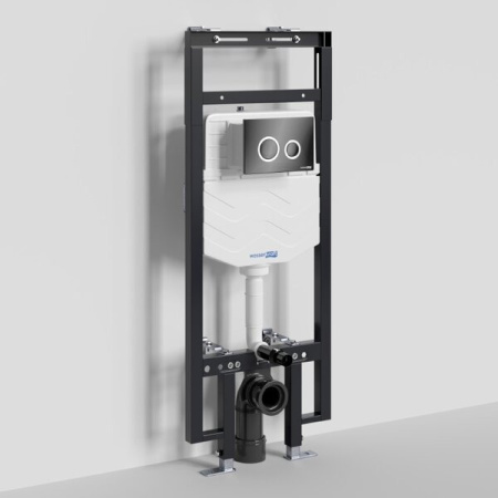 Инсталляция для унитаза Wasserkraft Dinkel 58TLT.010.ME.PB01, механическая клавиша черная, ободки хром