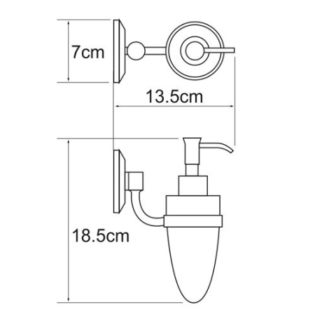 Дозатор стеклянный с держателем Wasserkraft Rhein, 160 мл, K-6299, хром