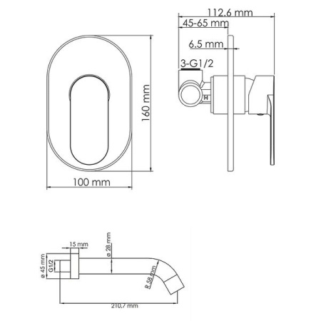 Смеситель для раковины Wasserkraft Elbe 7430, цвет черный, A74543