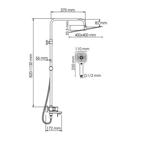 Душевая стойка Wasserkraft, с изливом, цвет хром, A177.119.065.010.CH