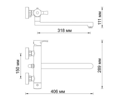 Смеситель Wasserkraft 4802L для ванны и душа с длинным изливом, с душевым гарнитуром, хром