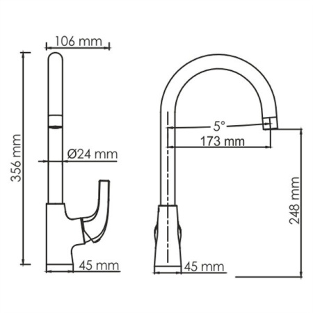 Смеситель Wasserkraft Sauer 7107 для кухонной мойки, глянцевое золото