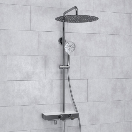 Душевая стойка Wasserkraft, с изливом, цвет - хром, A113.117.127.CH Thermo