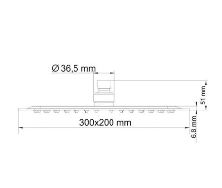 Верхний душ Wasserkraft A069, 300 x 200 мм, 1 режим струи, без держателя, хром