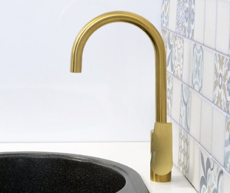 Смеситель Wasserkraft Aisch 5507 для кухонной мойки, PVD-покрытие, матовое золото