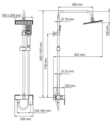 Душевая стойка Wasserkraft A17702, для душа, хром