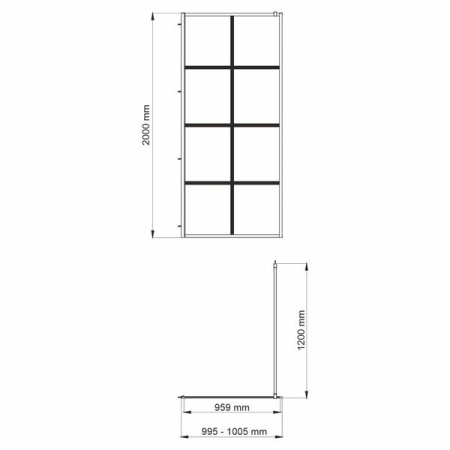 Душевая перегородка Wasserkraft Glan 66W44 со свободным входом, 100 см, стекло прозрачное с принтом, профиль черный