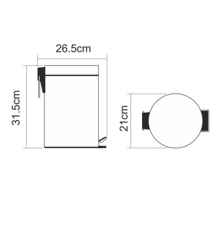 Корзина для мусора Wasserkraft Серия К, с педалью, 5 л, K-635
