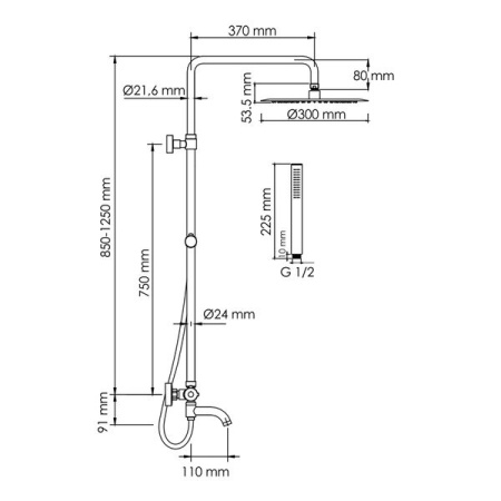 Душевая стойка Wasserkraft, цвет - хром, A188.116.137.087.CH Thermo