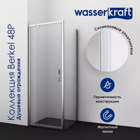 Душевой уголок Wasserkraft Berkel, 130 х 90 см, профиль хром, стекла прозрачные, 48P33
