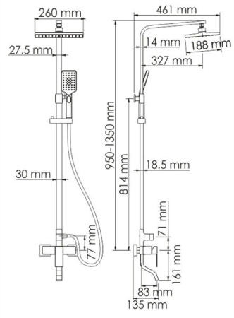 Душевая стойка Wasserkraft A16501, хром