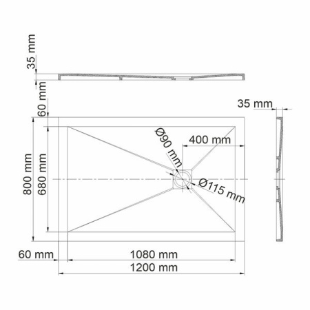 Душевой поддон Wasserkraft Aller 10T06, 120 х 80 см, слоновая кость матовая, текстура - дерево