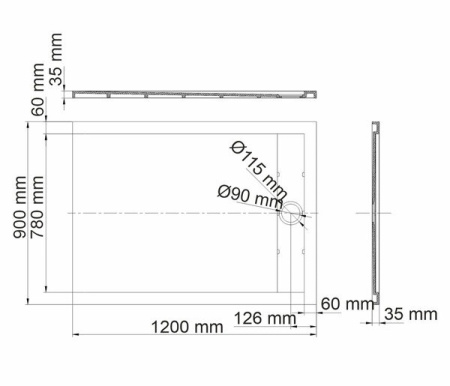 Душевой поддон Wasserkraft Wiese 84T 84T07, 120 х 90 см, серый матовый