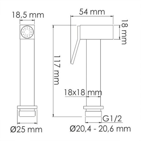 Гигиенический душ с фиксатором Wasserkraft A213, PVD-покрытие матовое золото