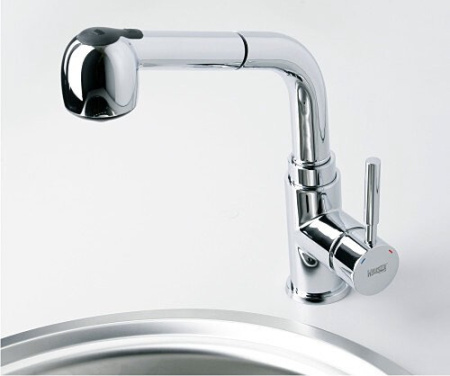 Смеситель Wasserkraft 4166 для кухни с выдвижным изливом, хром