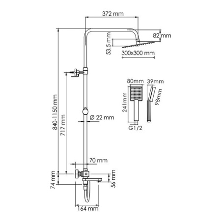 Душевая стойка Wasserkraft, цвет - хром, A199.118.141.087.CH Thermo