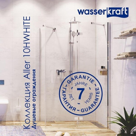 Душевой уголок Wasserkraft Aller White L/R, 120 х 90 см, стекло прозрачное, 10H07LWHITE