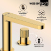 Смеситель для раковины Wasserkraft Ems, золото глянцевое, 7635