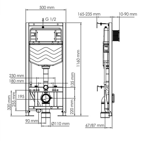 Инсталляция для унитаза Wasserkraft Aller 10TLT.010.ME.BN01, с механической кнопкой смыва цвет - никель