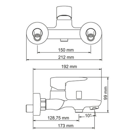 Смеситель для ванны и душа Wasserkraft 5601 с гарнитуром, хром