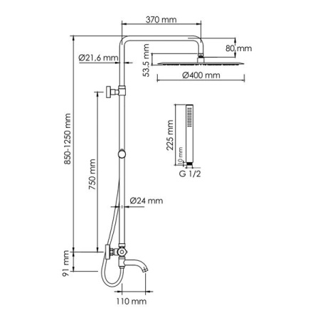 Душевая стойка Wasserkraft, цвет - хром, A188.117.137.087.CH Thermo