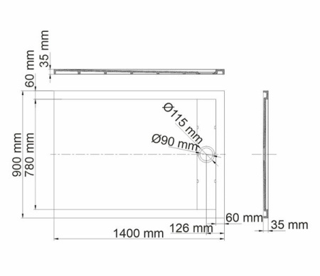 Душевой поддон Wasserkraft Neime 19T 19T36, 140 х 90 см, черный, текстура - мрамор