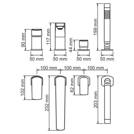 Смеситель Wasserkraft Salm 2755 на борт ванны, на 4 отверстия, хром