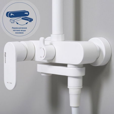 Душевая стойка Wasserkraft, с изливом, цвет белый матовый/хром, A185.067.059.WM