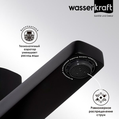 Смеситель для раковины Wasserkraft Nuthe, черный матовый, 9103