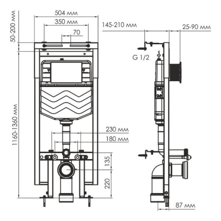 Инсталляция для унитаза Wasserkraft Dinkel 58TLT.010.ME.PG03, механическая клавиша золото глянцевое