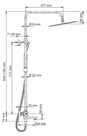 Душевая стойка Wasserkraft A19901, с изливом, хром